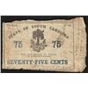 Image 1 : 1863 Seventy Five Cents State of South Carolina Obsolete Bank Note