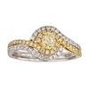 Image 1 : 0.93 ctw Yellow and White Diamond Ring - 18KT White and Yellow Ring