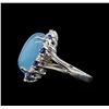 Image 3 : 14KT White Gold 10.73 ctw Aquamarine, Sapphire and Diamond Ring