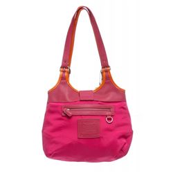 Coach Pink Canvas Leather Trim Shoulder Bag