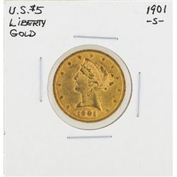 1901-S $5 Liberty Head Half Eagle Gold Coin