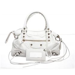 Balenciaga White Leather Classic Town Bag Satchel Handbag
