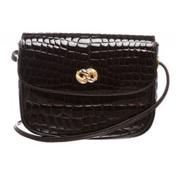 For the Art Brown Croc Leather Crossbody Bag