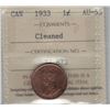 Image 1 : Canada 1933 Small Cent ICCS AU55 Cleaned