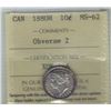 Canada 1880H Silver 10 Cents Obverse 2 ICCS MS62