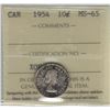 Canada 1954 Silver 10 Cents ICCS MS65