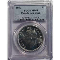 Canada 1950 Arnprior Silver Dollar PCGS MS65 Blast White Gem!