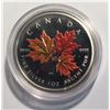 Image 1 : Canada 2001 $5 Orange Coloured Silver Maple Leaf Autumn - Capsule Only