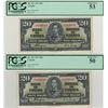 Image 1 : Canada 1937 $20 Banknote 2 in Sequence PCGS AU50 & AU53