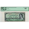 Image 1 : Canada 1954 $1 Banknote Devil's Face PCGS UNC64