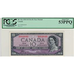 Canada 1954 $10 Banknote Devil's Face PCGS AU53 PPQ