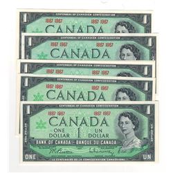 Canada 1867 to 1967 $1 Banknotes (8 in Lot)