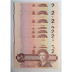 Canada 1986 $2 Banknotes (34 in Sequence)