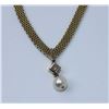 Image 2 : 14KT Yellow and White Gold Pearl and Diamond Drop Pendant