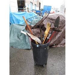 Bin of Garden Tools Shovels & More