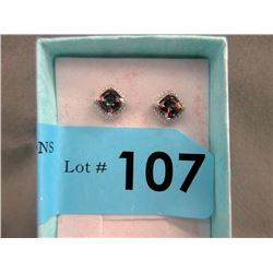 Certified New 2 CT Mystic Topaz & Diamond Earrings