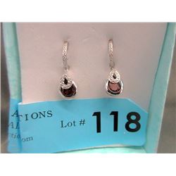 New Garnet & Diamond Drop Dangle Earrings