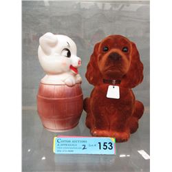 2 Vintage Plastic Piggy Banks