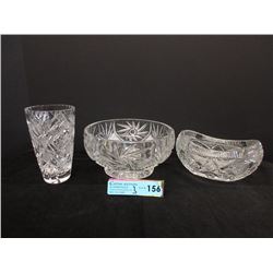 2 Pinwheel Crystal Bowls & Vase