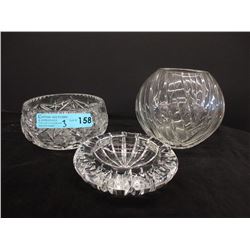 Crystal Vase, Bowl & Ashtray