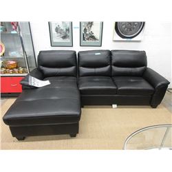 New 97" Black Leather Like Sofa with Chaise End
