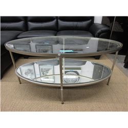 New Glass Top Coffee Table w/ Mirrored Base Shelf