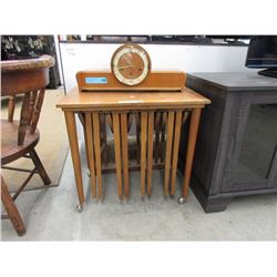 Rolling End Table with 4 Folding Accent Table