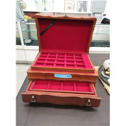 Wood Jewelry Chest with 2 Removable Trays