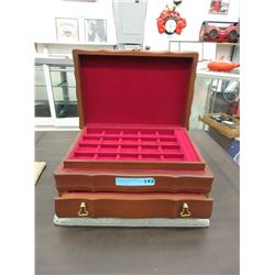 Wood Jewelry Chest with 2 Removable Trays