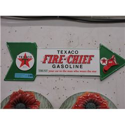 Embossed Tin Texaco Fire Chief Sign