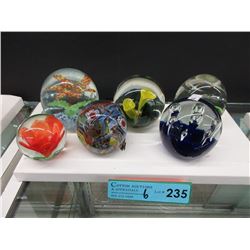 6 Art Glass Paperweights