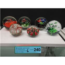 6 Art Glass Paperweights