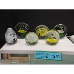 6 Art Glass Paperweights