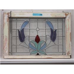 Vintage Leaded Stain Glass Window