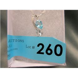 Blue Topaz & Diamond Loop Design Necklace
