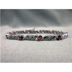 Garnet & Diamond Tennis Bracelet