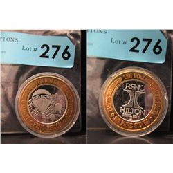 .999 Silver Reno Hilton Casino $10 Token