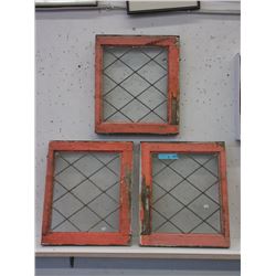 3 Vintage Leaded Glass Windows