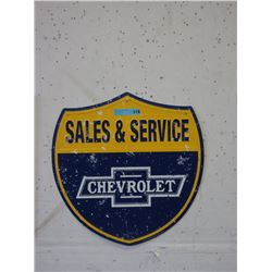 Embossed Metal Chevrolet Shield Sign