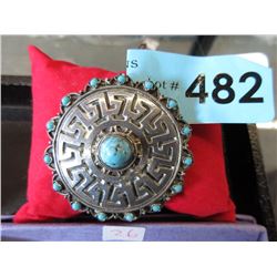 Hand Made .925 Silver & Turquoise Brooch/Pendant