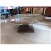 Image 1 : Vintage Round Coffee Table with Glass Top