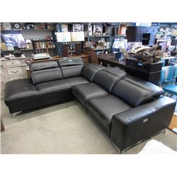 New 108" Black Leather Power Reclining Sectional