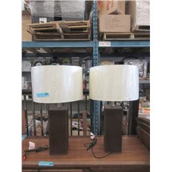 Pair of New 26" Table Lamps w/ Leather Bases