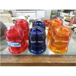 6 Vintage Glass Runway Light Shades