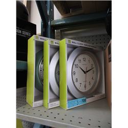3 New 10" Wall Clocks with Glass Lens