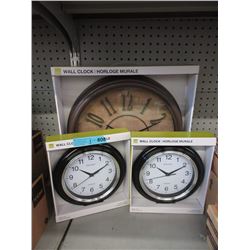 3 New Wall Clocks with Glass Lens