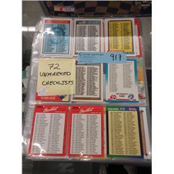 72 Unmarked Sports Checklists - Assorted