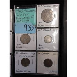 1943 Canadian King George VI Coin Set