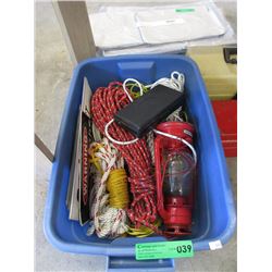 Tote of Nylon Rope, Lantern, Street Sign & More