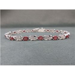 Rich Deep Garnet & Diamond Tennis Bracelet